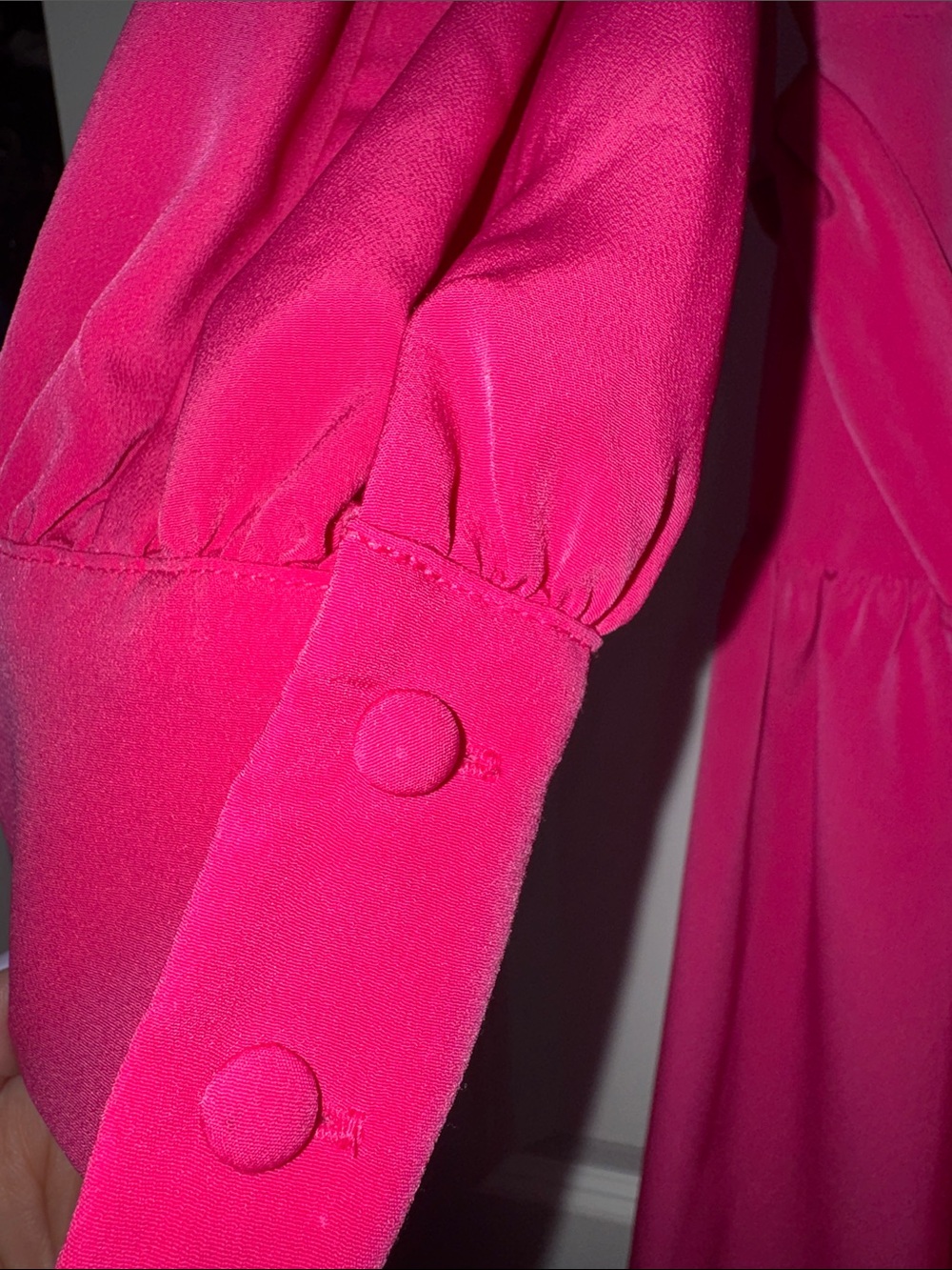Karl Lagerfeld Hot Pink Long Sleeve Belted Dress - Picture 3 of 16